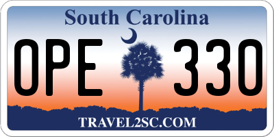SC license plate OPE330