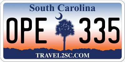 SC license plate OPE335