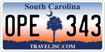 SC license plate OPE343