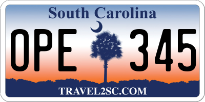 SC license plate OPE345