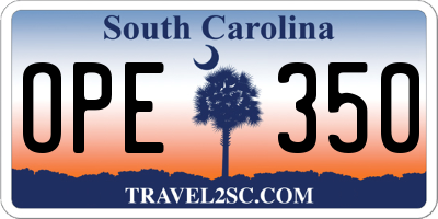 SC license plate OPE350