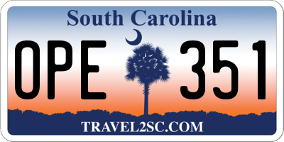 SC license plate OPE351