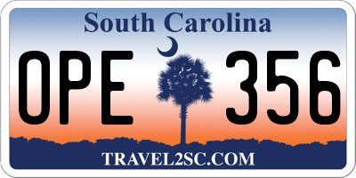 SC license plate OPE356