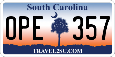 SC license plate OPE357