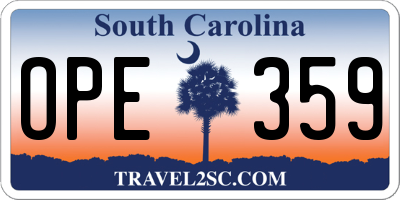 SC license plate OPE359
