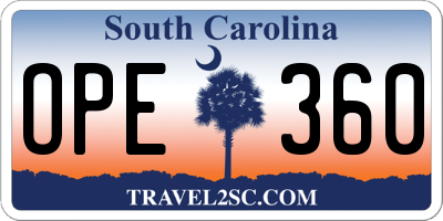 SC license plate OPE360