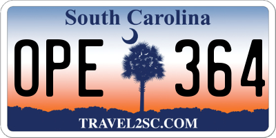 SC license plate OPE364
