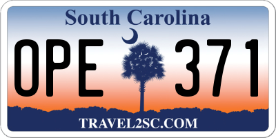 SC license plate OPE371
