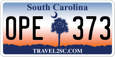 SC license plate OPE373