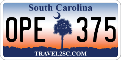 SC license plate OPE375