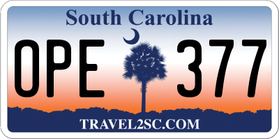 SC license plate OPE377