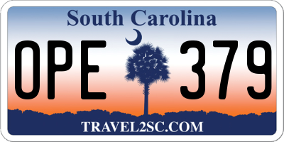 SC license plate OPE379