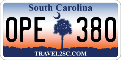 SC license plate OPE380