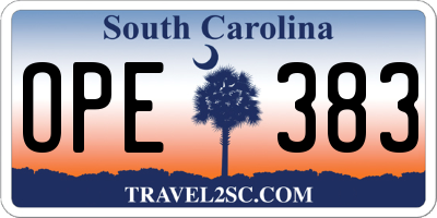 SC license plate OPE383