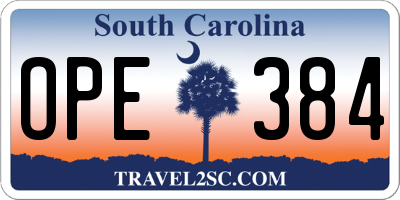 SC license plate OPE384