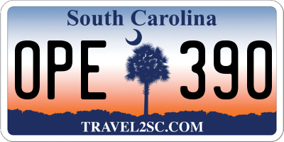SC license plate OPE390