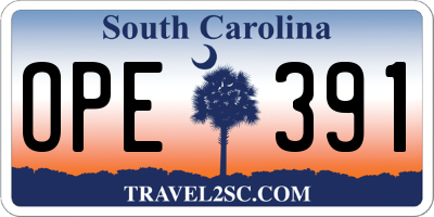 SC license plate OPE391