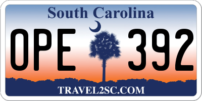 SC license plate OPE392
