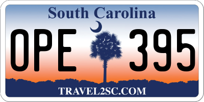 SC license plate OPE395
