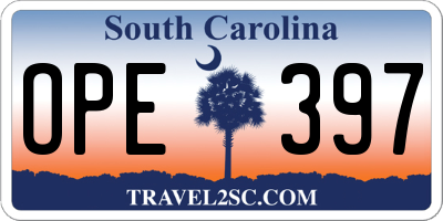 SC license plate OPE397