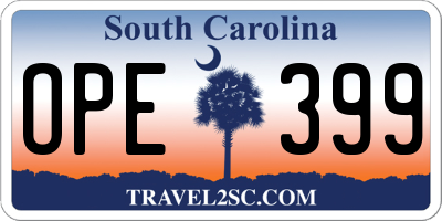 SC license plate OPE399