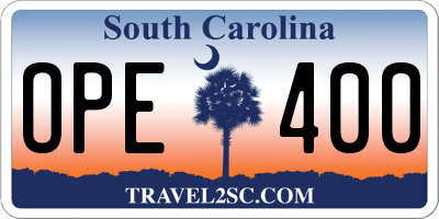 SC license plate OPE400