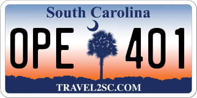 SC license plate OPE401