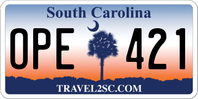 SC license plate OPE421