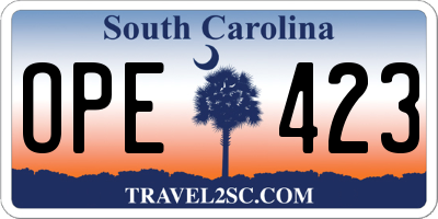 SC license plate OPE423