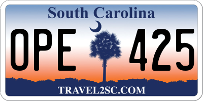 SC license plate OPE425