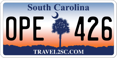 SC license plate OPE426