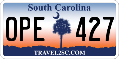 SC license plate OPE427