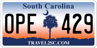 SC license plate OPE429