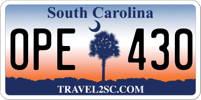 SC license plate OPE430