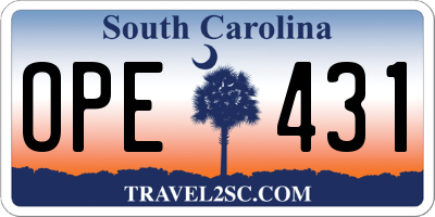 SC license plate OPE431