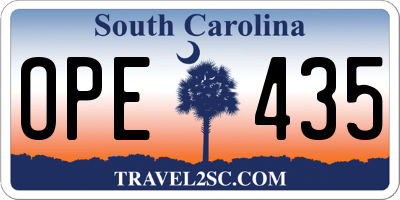 SC license plate OPE435