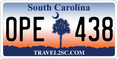 SC license plate OPE438
