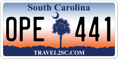 SC license plate OPE441