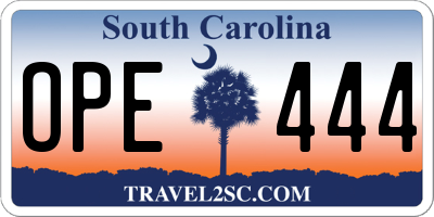 SC license plate OPE444