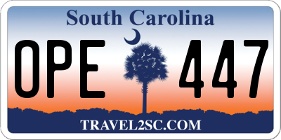 SC license plate OPE447