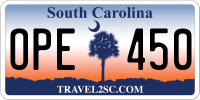 SC license plate OPE450