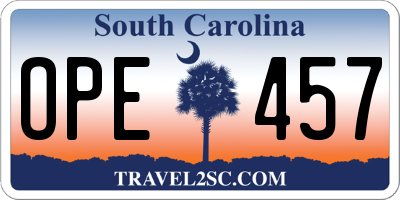 SC license plate OPE457