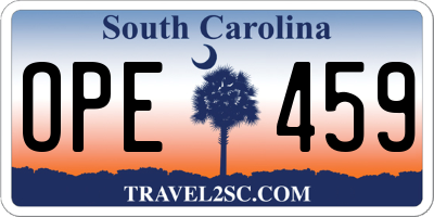 SC license plate OPE459