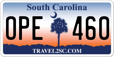 SC license plate OPE460