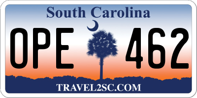 SC license plate OPE462