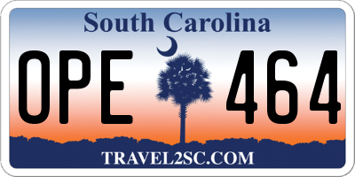 SC license plate OPE464