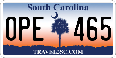SC license plate OPE465