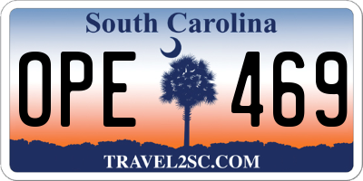 SC license plate OPE469