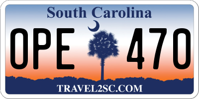 SC license plate OPE470