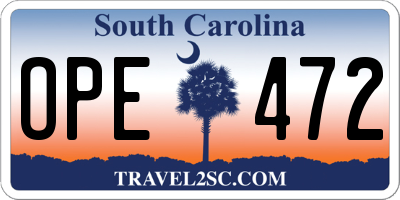 SC license plate OPE472